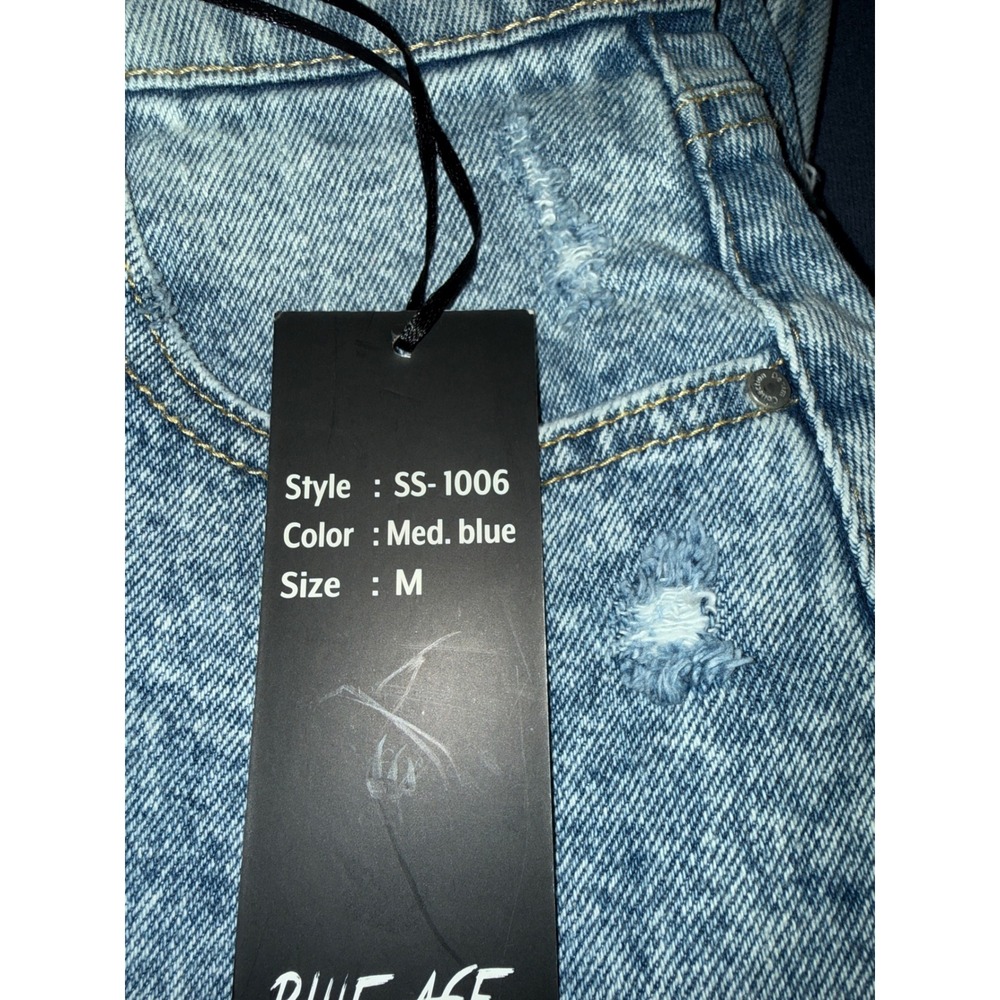 Blue Age Distressed Denim Skirt Medium Blue Wash Raw Hem M - Picture 5 of 5